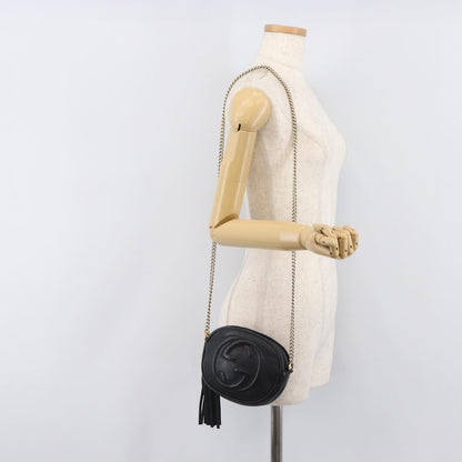 Gucci Soho Chain Leather, Black, Leather, Handbag