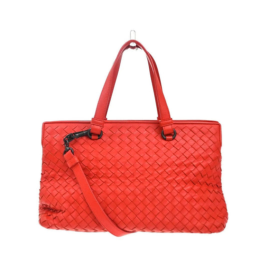 Bottega Veneta 2-Pocket Convertible Tote Intrecciato Nappa, Red, Leather, Tote Bag