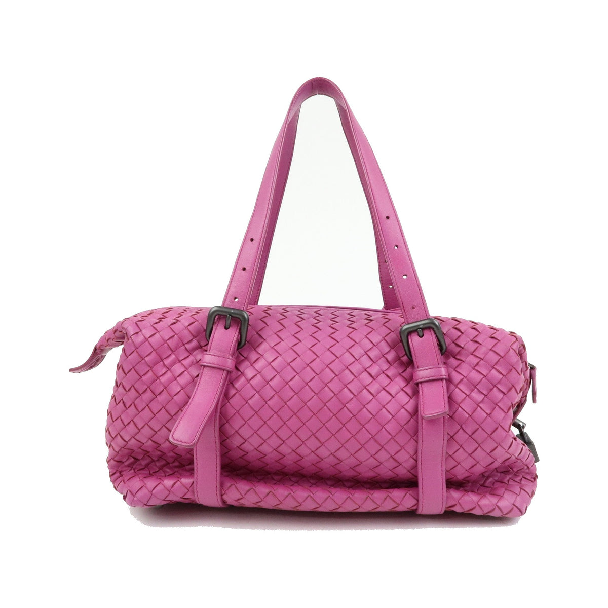 Bottega Veneta Boston Intrecciato Nappa, Pink, Leather, Handbag