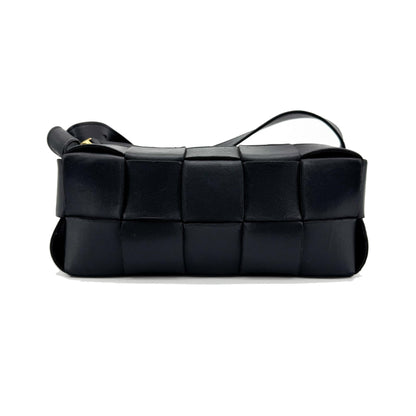 Bottega Veneta Brick Cassette Maxi Intrecciato Leather, Black, Leather, Shoulder Bag