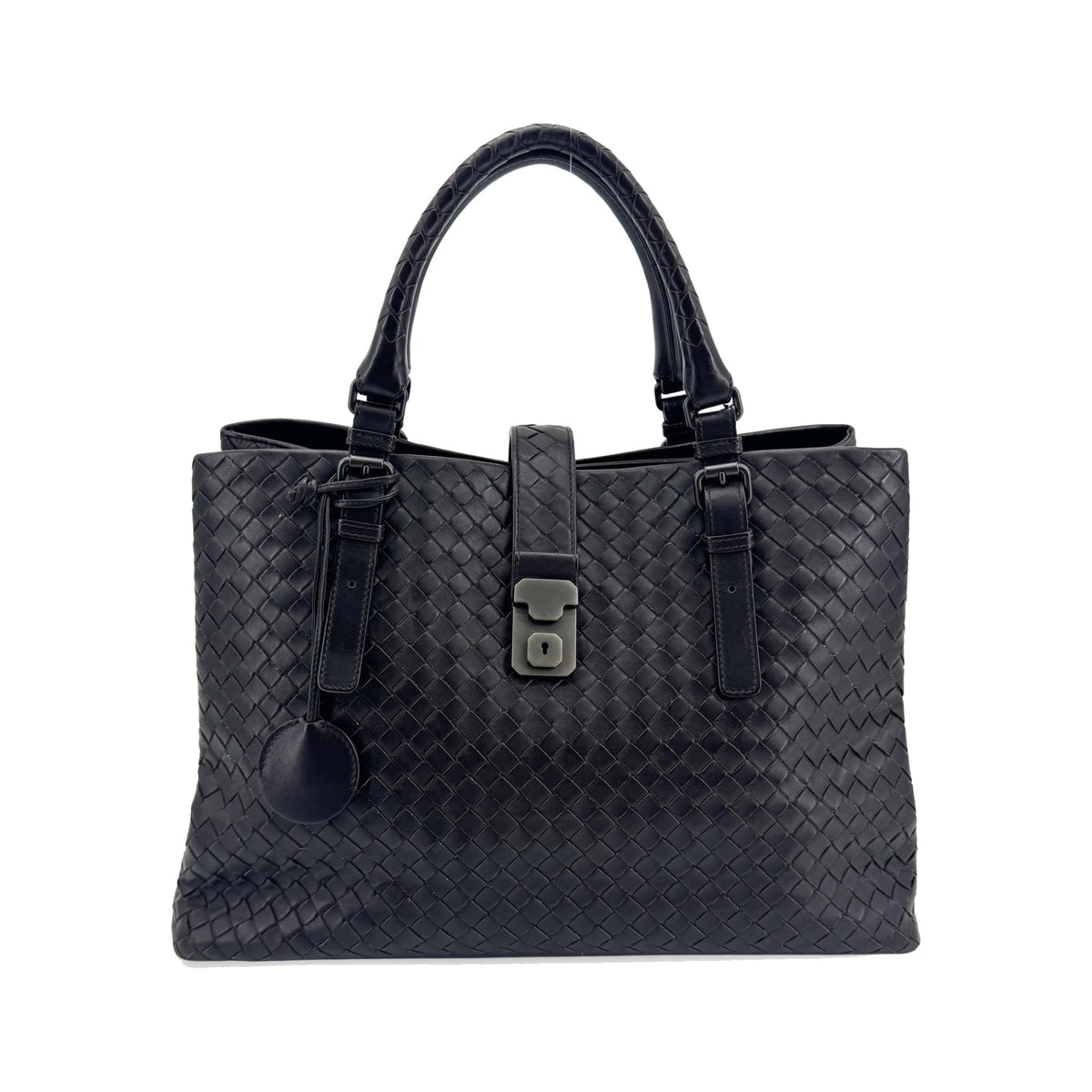 Bottega Veneta Capri Intrecciato Nappa, Black, Leather, Tote Bag