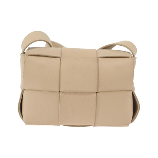 Bottega Veneta Cassette Maxi Intrecciato Leather, Beige, Leather, Crossbody Bag