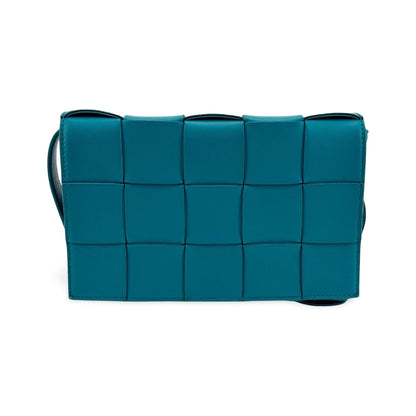 Bottega Veneta Cassette Maxi Intrecciato Leather, Blue, Leather, Crossbody Bag