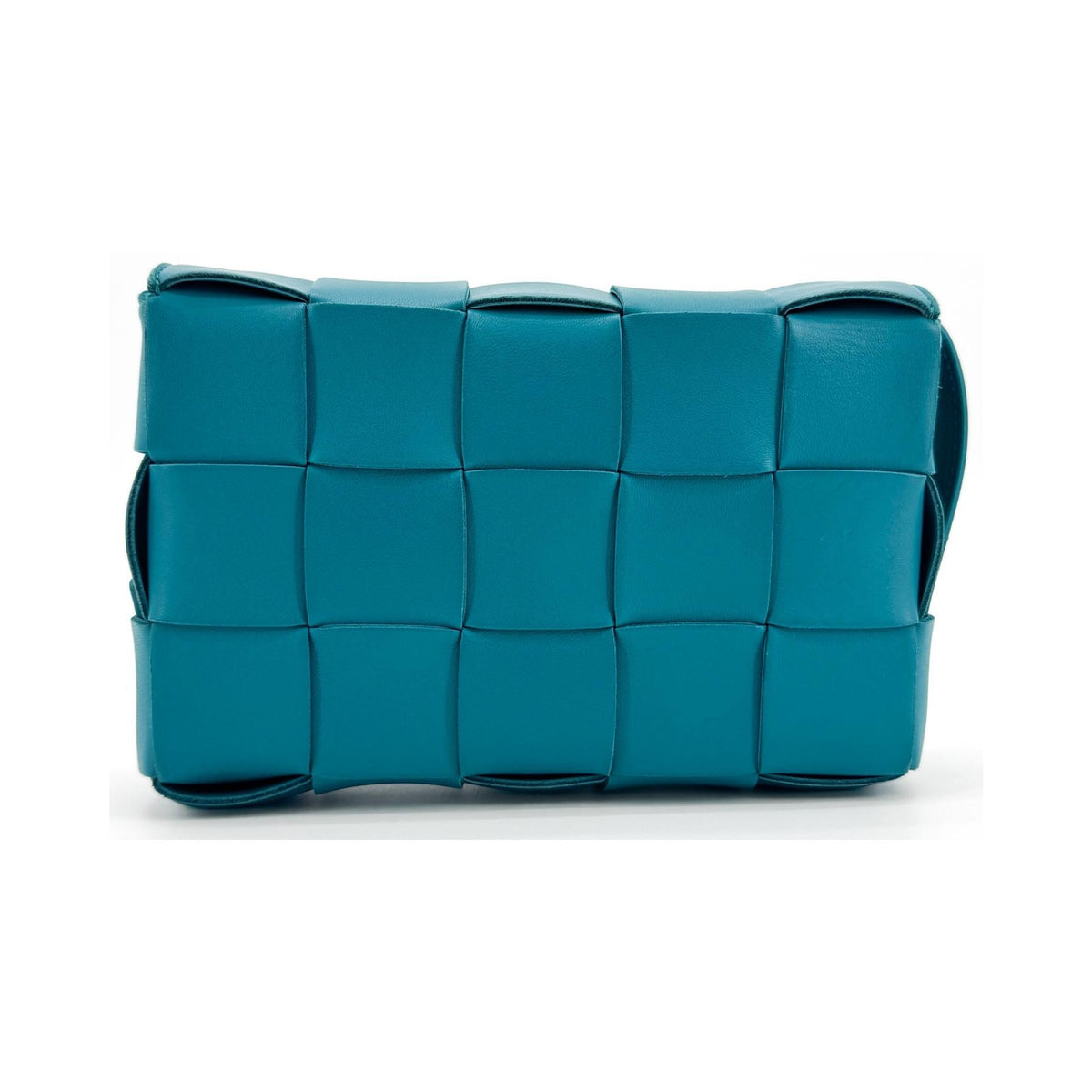 Bottega Veneta Cassette Maxi Intrecciato Leather, Blue, Leather, Crossbody Bag