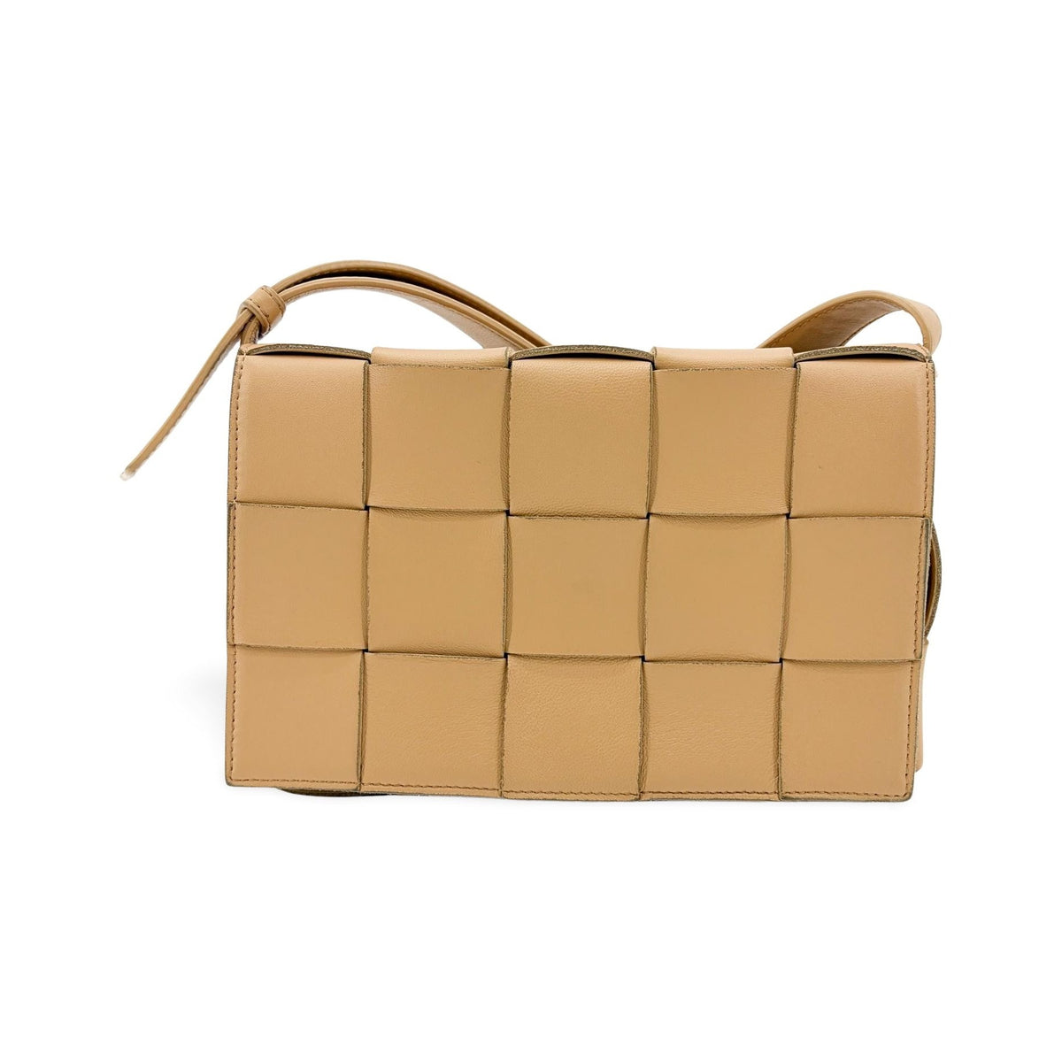 Bottega Veneta Cassette Maxi Intrecciato Leather, Beige, Leather, Crossbody Bag