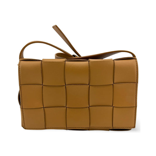 Bottega Veneta Cassette Zip Maxi Intrecciato Webbed Canvas, Brown, Leather, Crossbody Bag