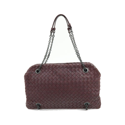 Bottega Veneta Double Chain Intrecciato Nappa, Burgundy, Leather, Tote Bag