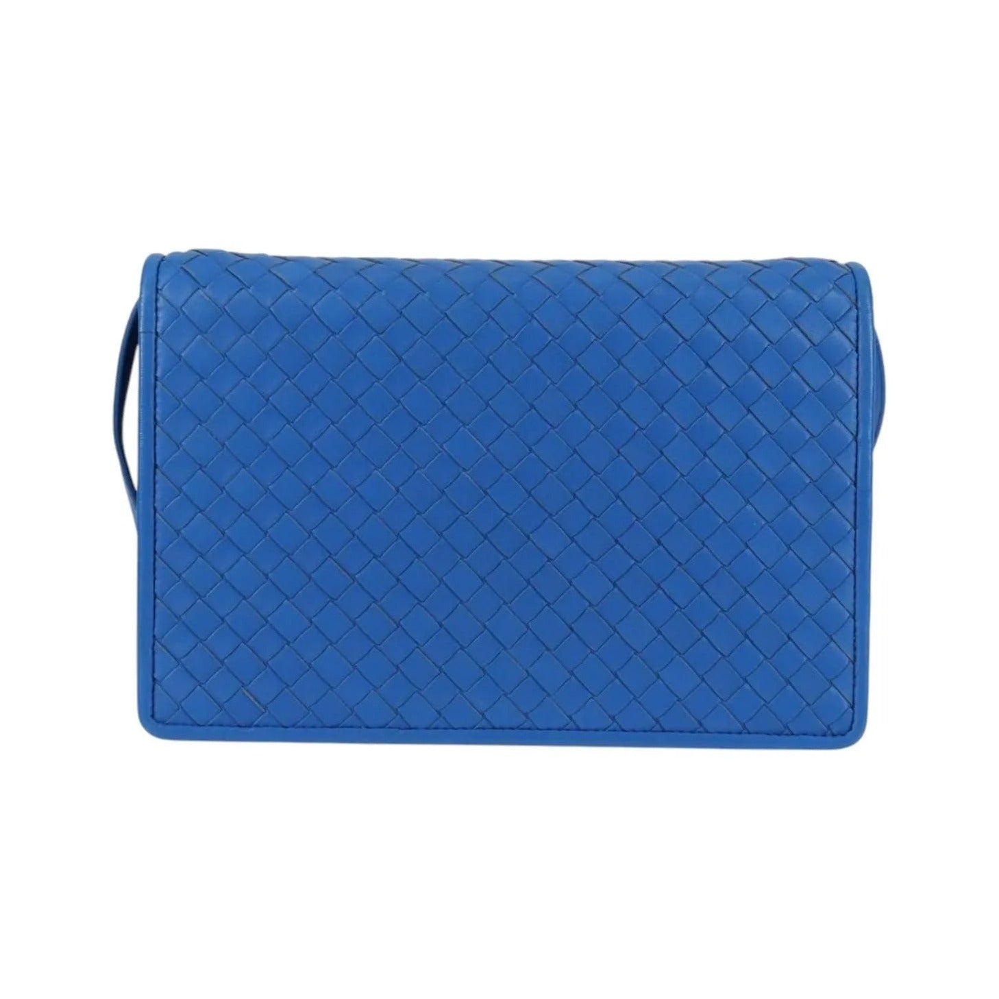 Bottega Veneta Double Compartment Flap Intrecciato Nappa, Blue, Leather, Shoulder Bag