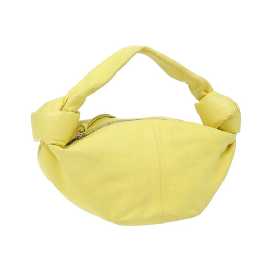 Bottega Veneta Double Knot Hobo Leather, Yellow, Leather, Handbag