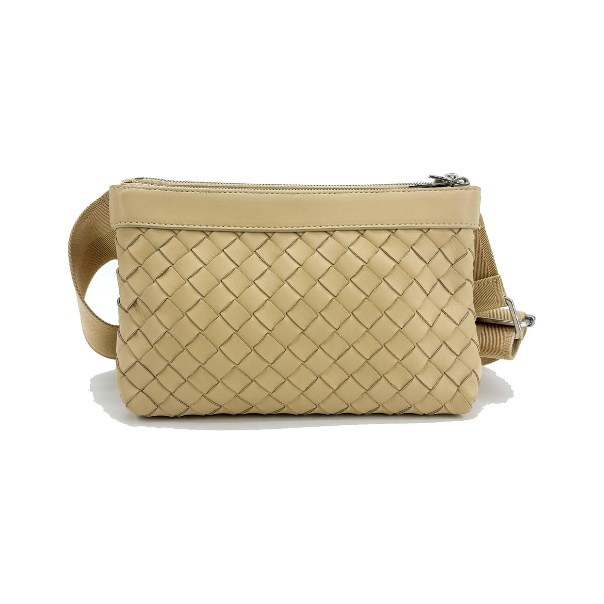 Bottega Veneta Duo Intrecciato Nappa, Beige, Leather, Handbag