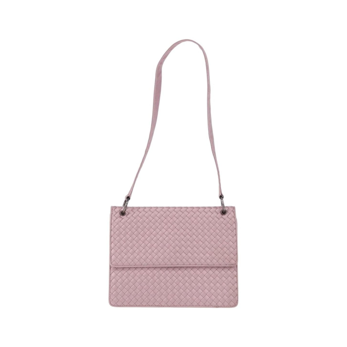 Bottega Veneta Flap Intrecciato Satin, Pink, Satin, Shoulder Bag