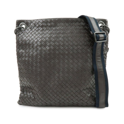 Bottega Veneta Flat Messenger Intrecciato Nappa, Brown, Leather, Handbag