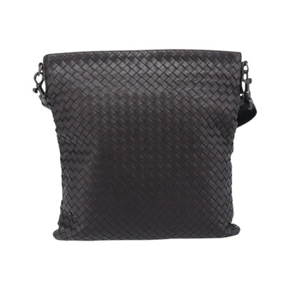 Bottega Veneta Flat Messenger Intrecciato Nappa, Black, Leather, Handbag