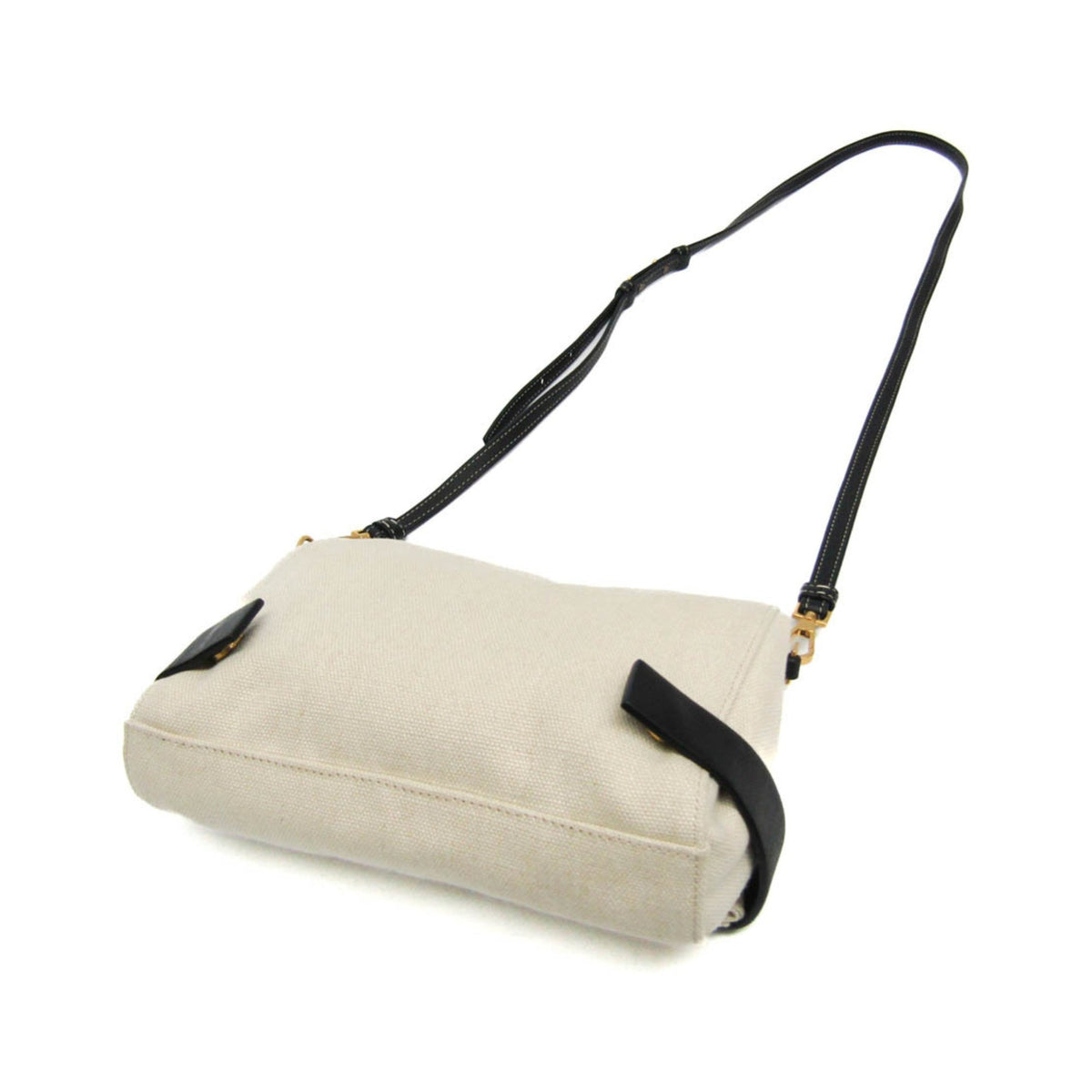 Bottega Veneta Fold Over Canvas with Leather, Beige, Canvas, Crossbody Bag