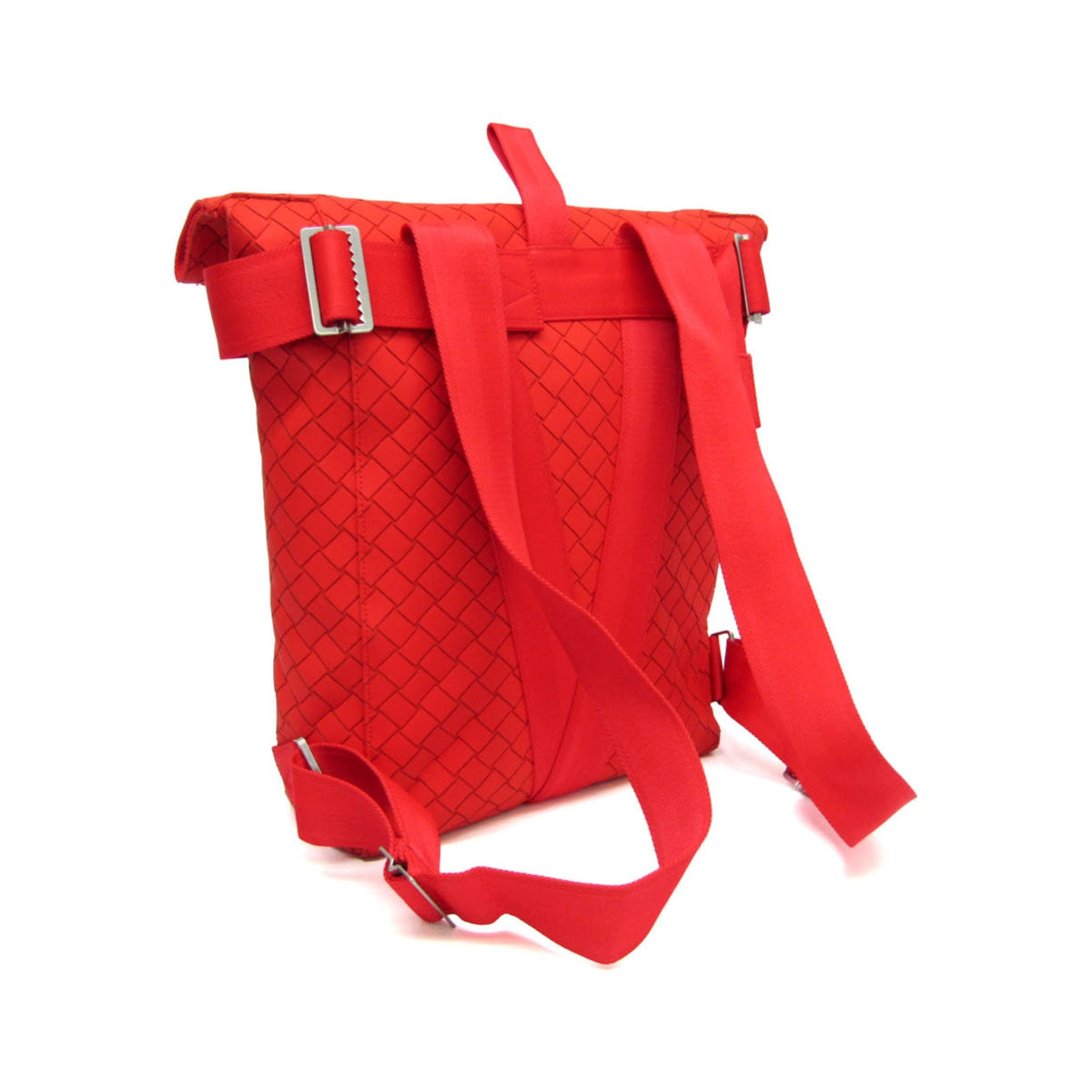 Bottega Veneta Fold-Over Intrecciato Effect Rubber, Red, Rubber, Backpack
