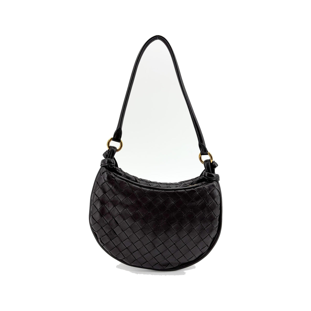 Bottega Veneta Gemelli Intrecciato Leather, Black, Leather, Shoulder Bag