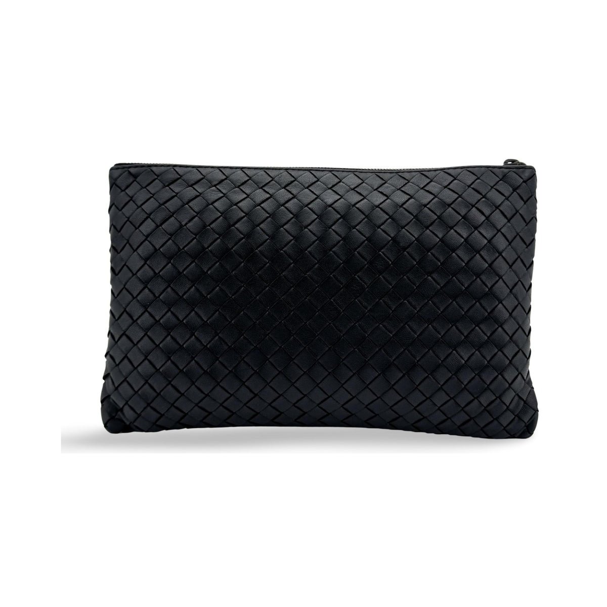 Bottega Veneta Handle Intrecciato Nappa, Black, Leather, Clutch