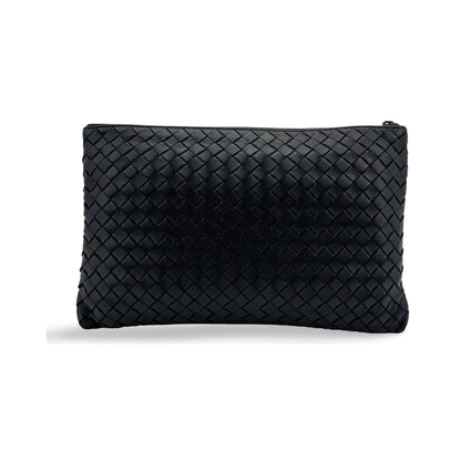 Bottega Veneta Handle Intrecciato Nappa, Black, Leather, Clutch