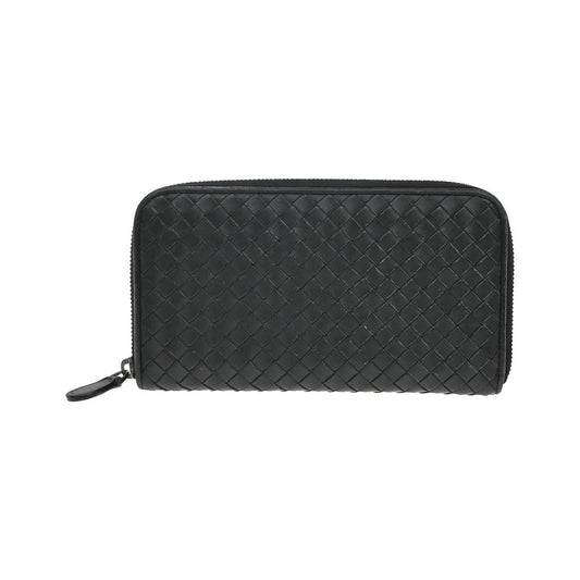 Bottega Veneta Intrecciato Long Zip Leather, Black, Leather, Wallet