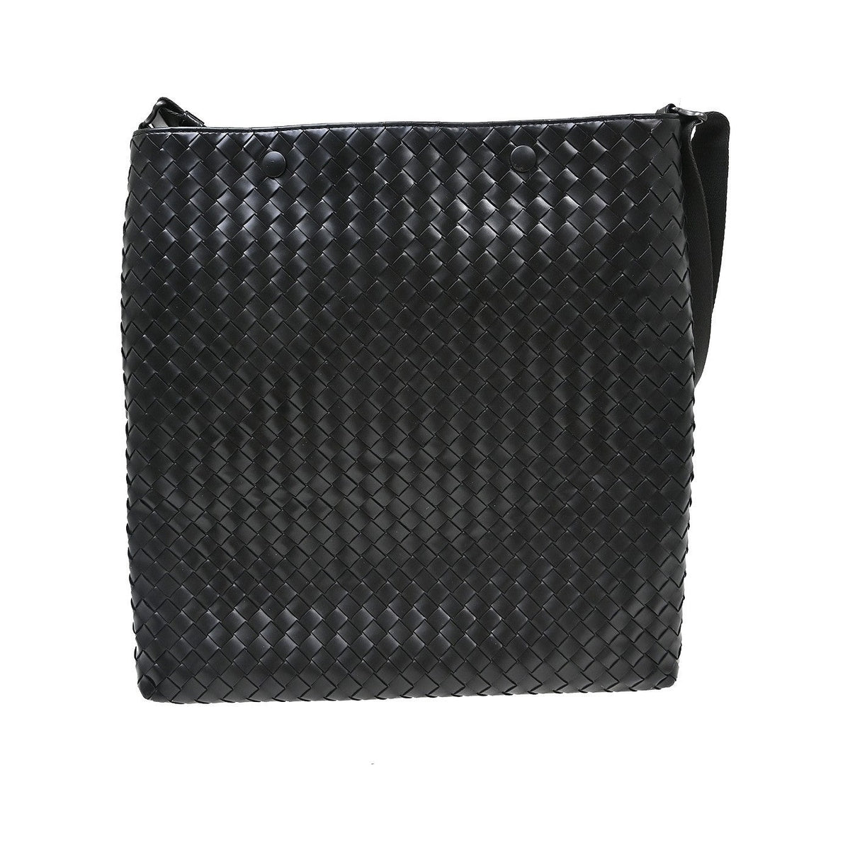 Bottega Veneta Intrecciato Shoulder Leather, Black, Leather, Shoulder Bag