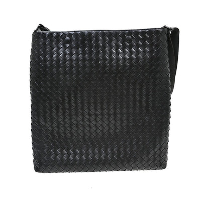 Bottega Veneta Intrecciato Shoulder Leather, Black, Leather, Shoulder Bag