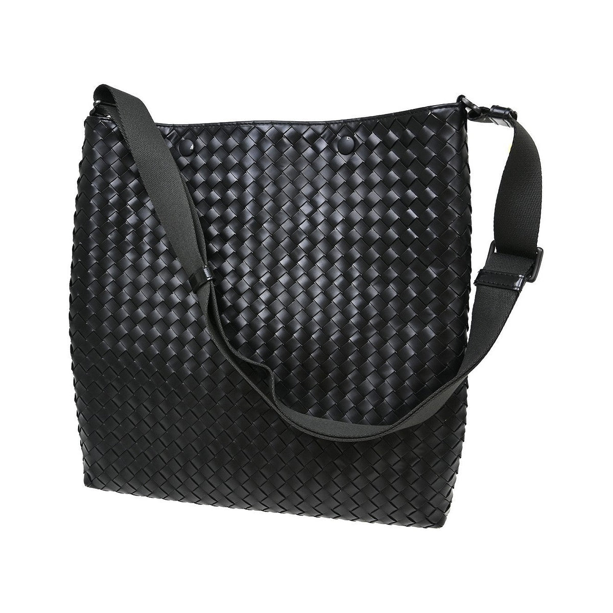 Bottega Veneta Intrecciato Shoulder Leather, Black, Leather, Shoulder Bag