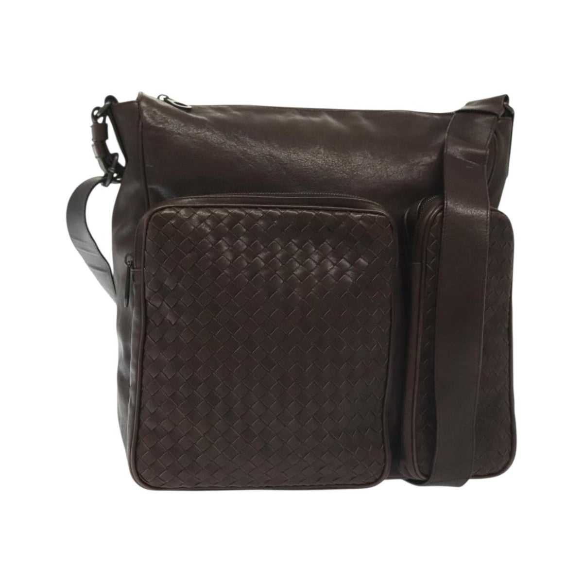 Bottega Veneta Intrecciato Shoulder Leather, Brown, Leather, Shoulder Bag