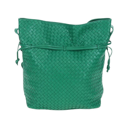 Bottega Veneta Intrecciato Shoulder Leather, Green, Leather, Shoulder Bag