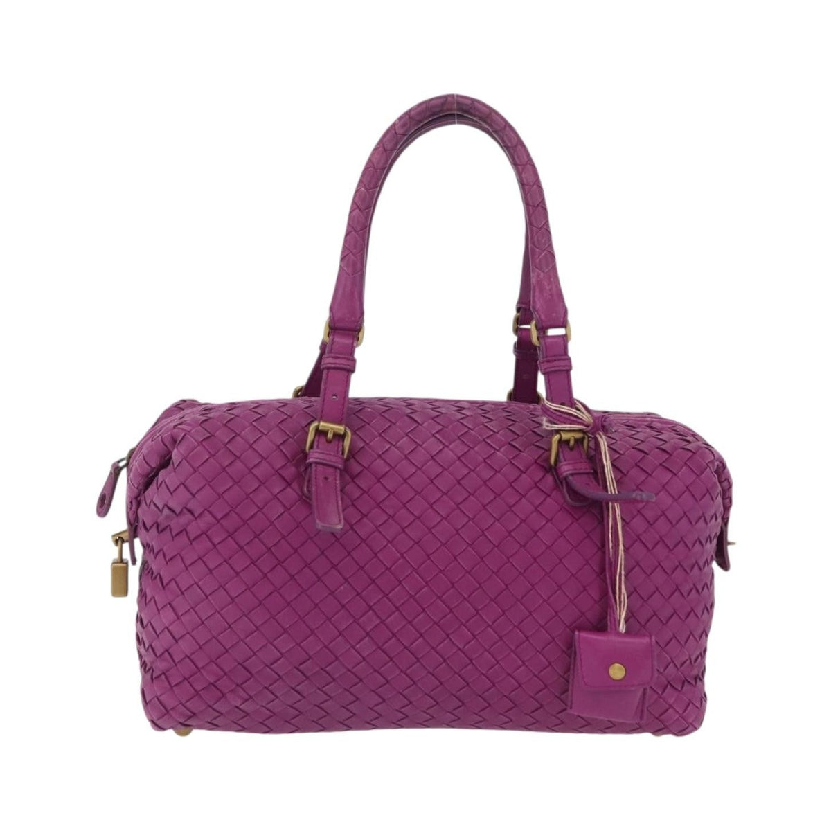 Bottega Veneta New Boston Intrecciato Nappa, Purple, Leather, Handbag