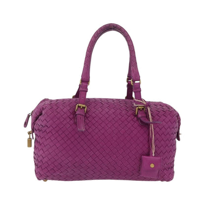 Bottega Veneta New Boston Intrecciato Nappa, Purple, Leather, Handbag