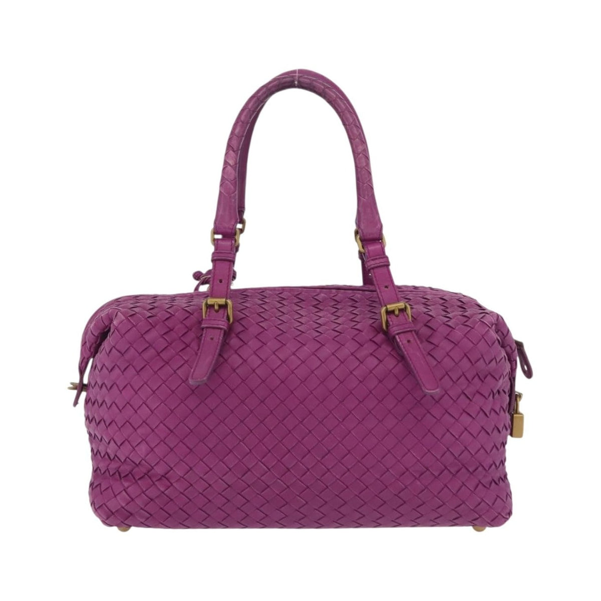 Bottega Veneta New Boston Intrecciato Nappa, Purple, Leather, Handbag