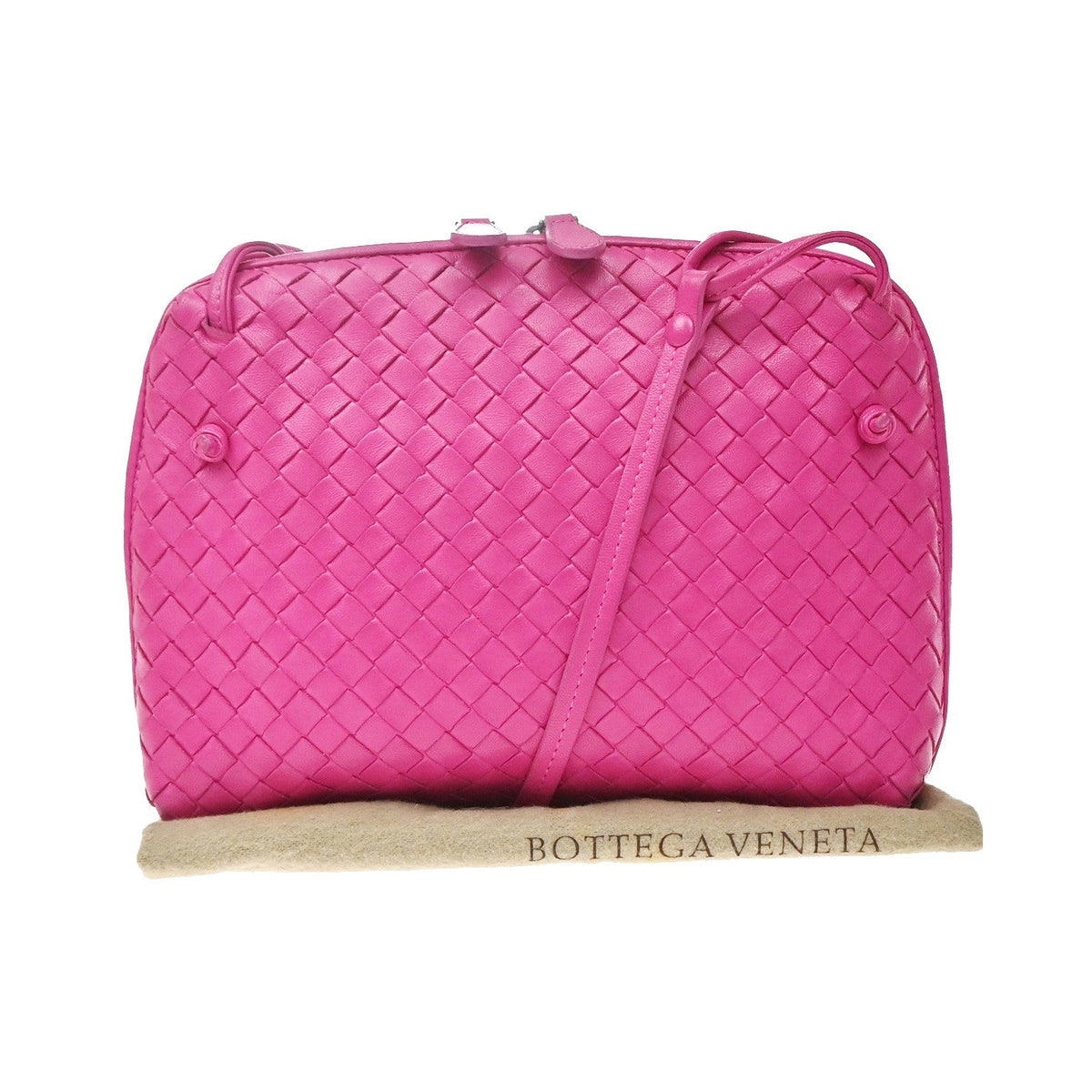 Bottega Veneta Nodini Intrecciato Nappa, Pink, Leather, Crossbody Bag
