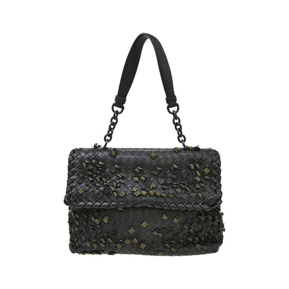 Bottega Veneta Olimpia Tobu Intrecciato Nappa, Black, Leather, Shoulder Bag