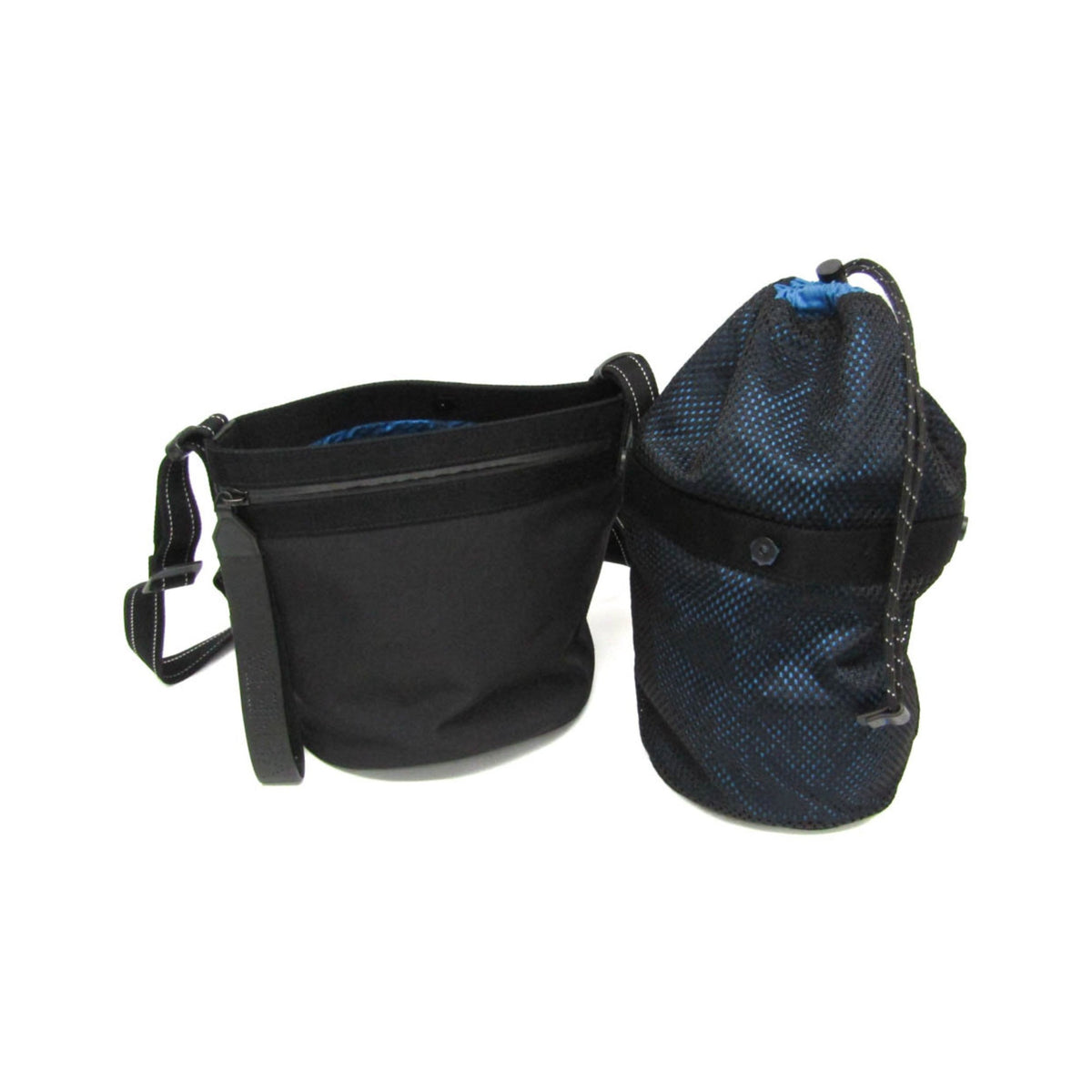 Bottega Veneta Paper Touch Bucket Nylon with Mesh, Black, Nylon, Shoulder Bag