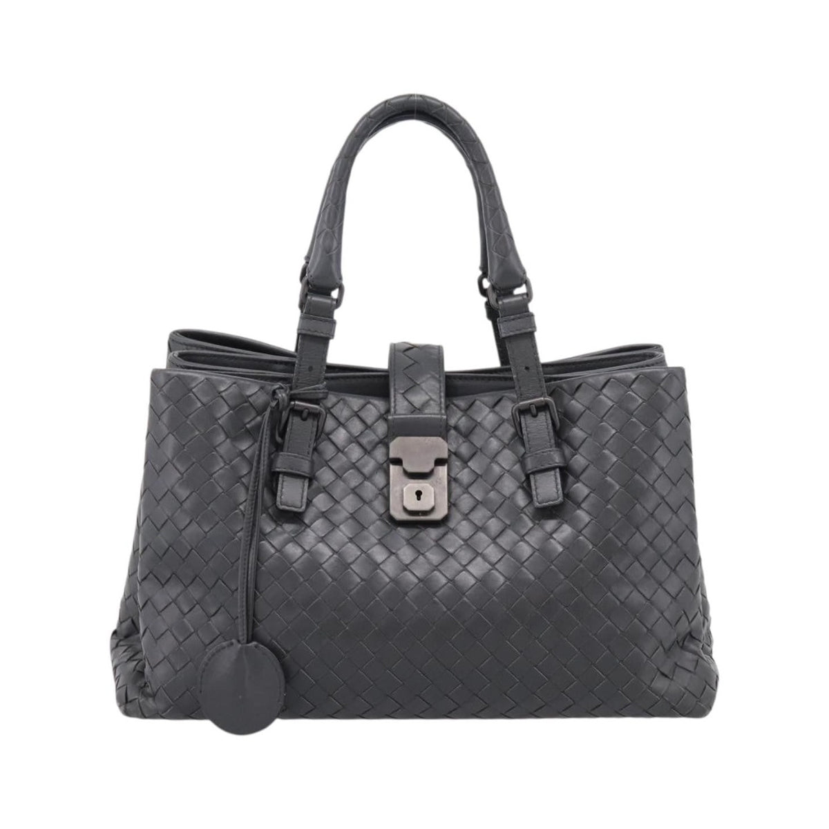 Bottega Veneta Roma Intrecciato Nappa, Gray, Leather, Handbag