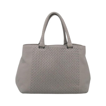 Bottega Veneta Side Snap Leather and Intrecciato Nappa, Gray, Leather, Tote Bag
