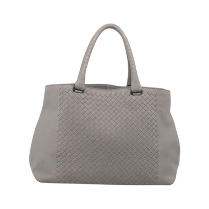 Bottega Veneta Side Snap Leather and Intrecciato Nappa, Gray, Leather, Tote Bag