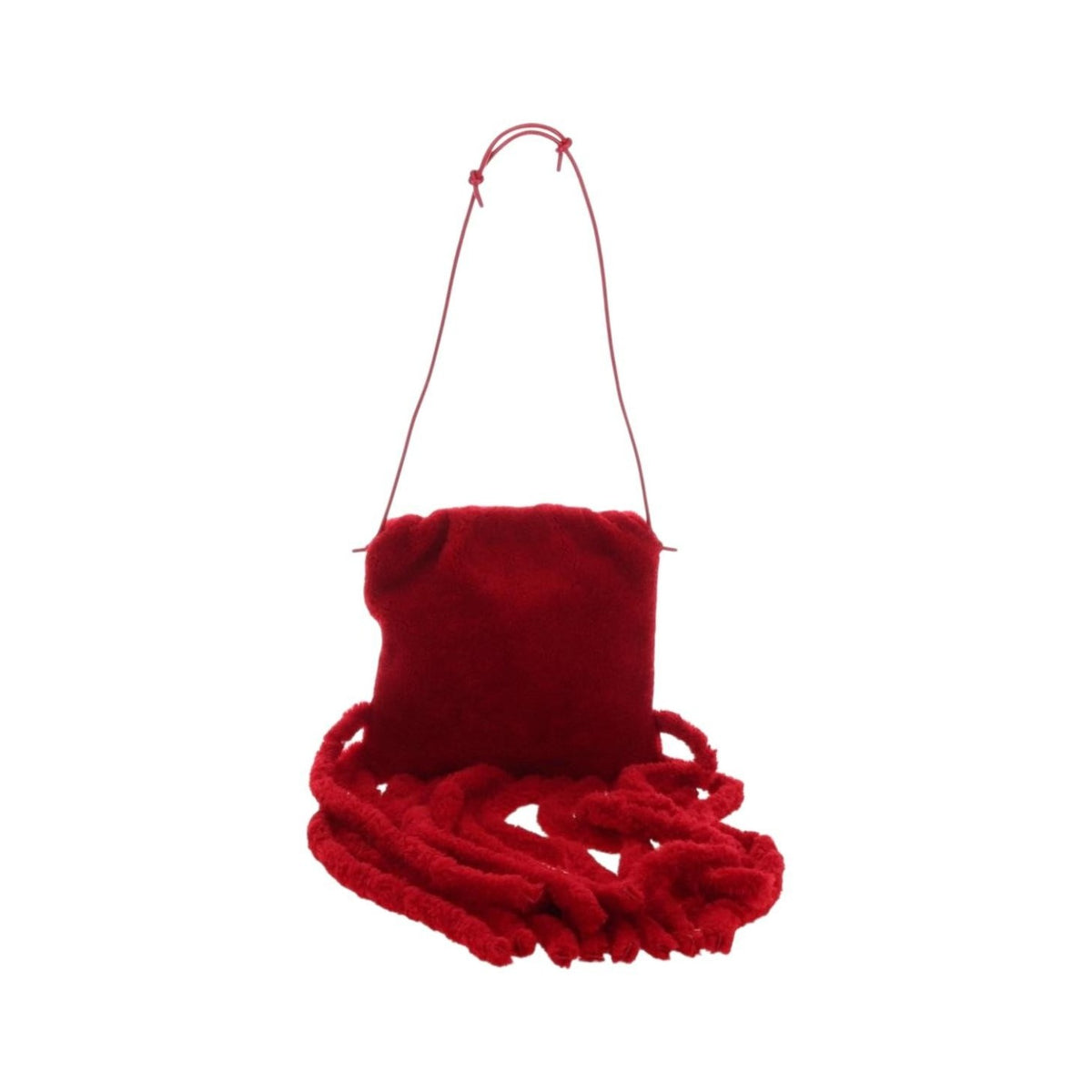 Bottega Veneta The Fringe Leather, Red, Textile, Clutch
