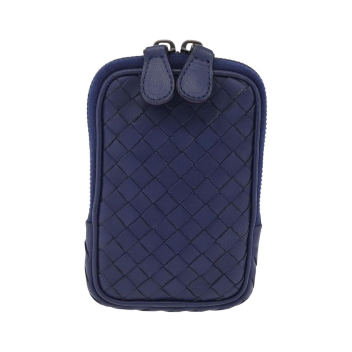 Bottega Veneta Zip Around Intrecciato Nappa, Navy, Leather, Handbag