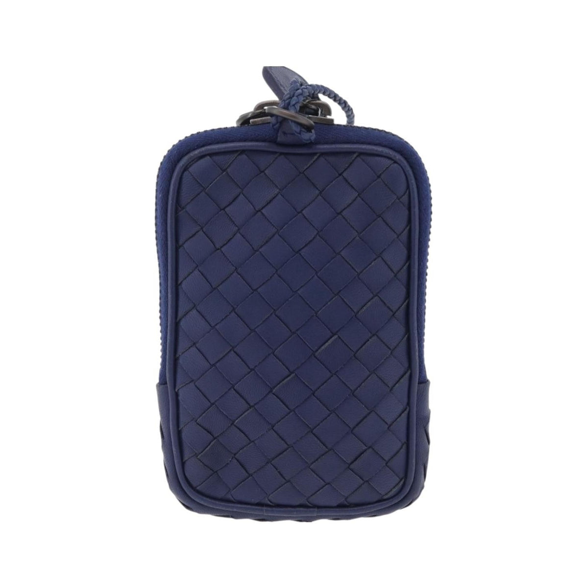Bottega Veneta Zip Around Intrecciato Nappa, Navy, Leather, Handbag