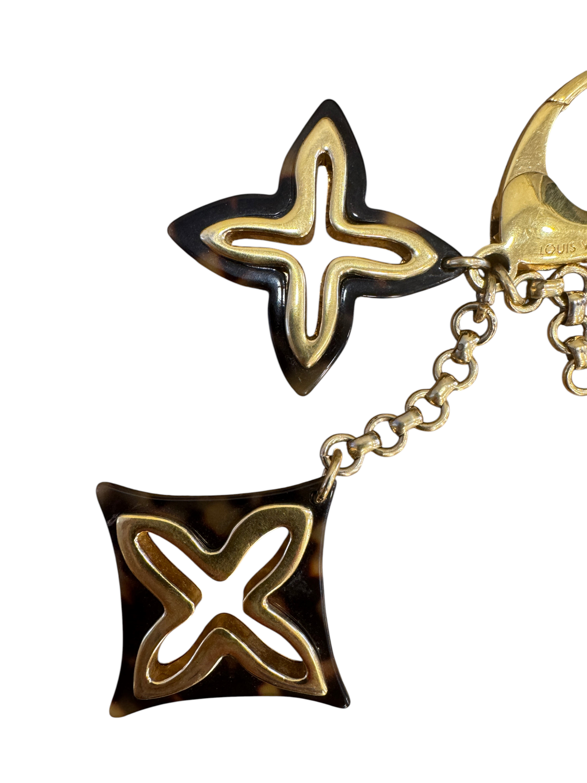 Brandsamsara Louis Vuitton Bijoux Sac Insolence bag charm featuring gold-tone brass and brown tortoise shell resin