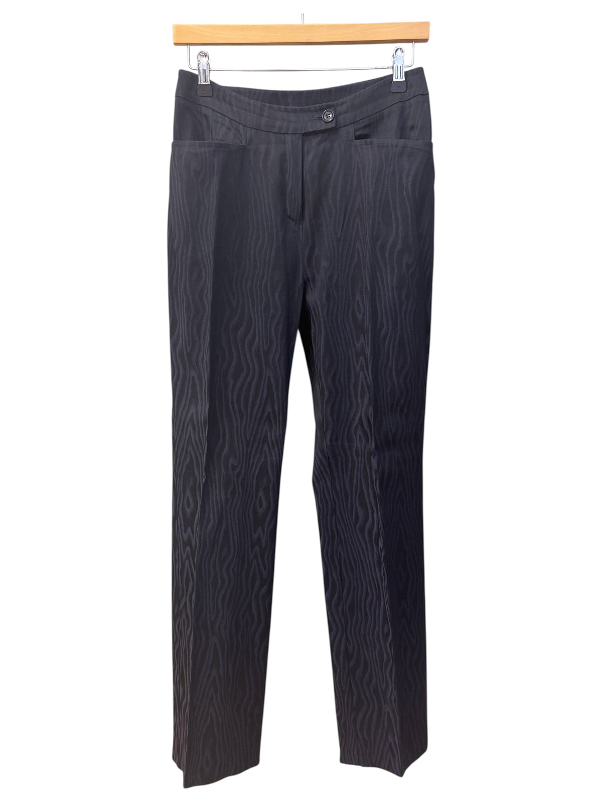 Brandsamsara Max & Co tailored trousers in a black acetate blend with a subtle wavy textured pattern