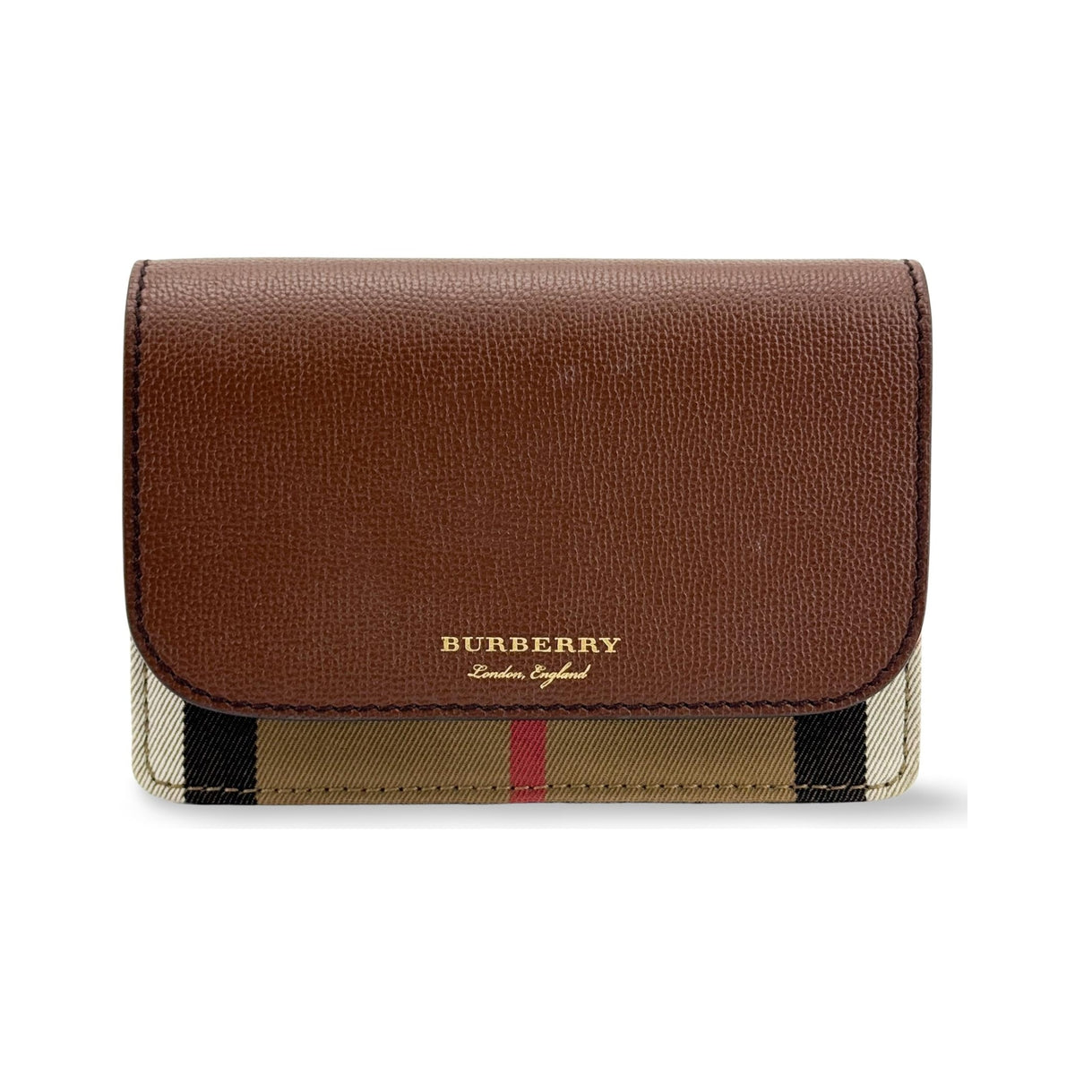 Burberry Folding Vintage Check Canvas and Leather, Brown, Leather, Wallet