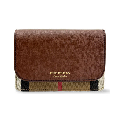 Burberry Folding Vintage Check Canvas and Leather, Brown, Leather, Wallet