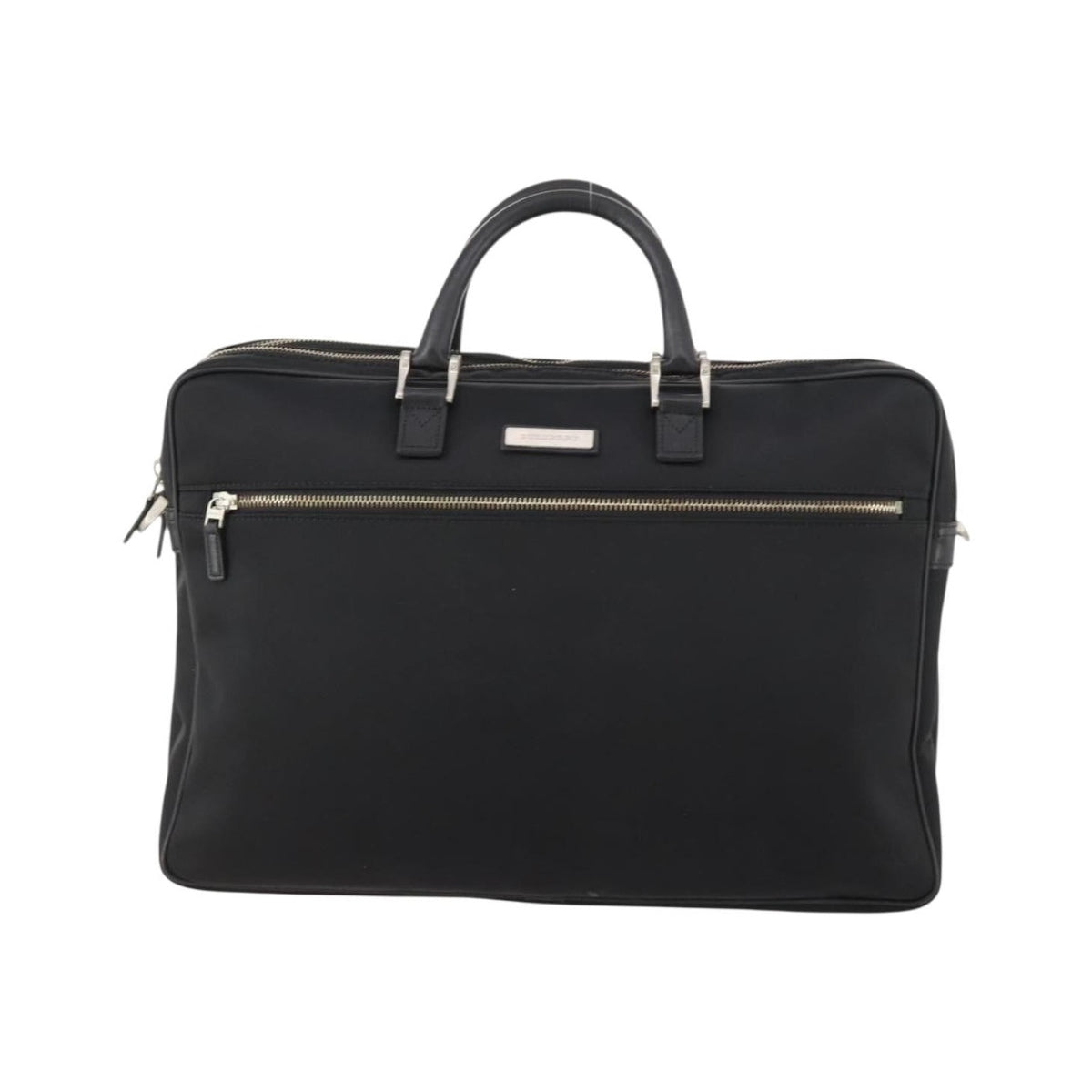 Burberry Front Zip Pocket Convertible Leather, Black, Nylon, Briefcase