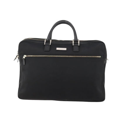 Burberry Front Zip Pocket Convertible Leather, Black, Nylon, Briefcase
