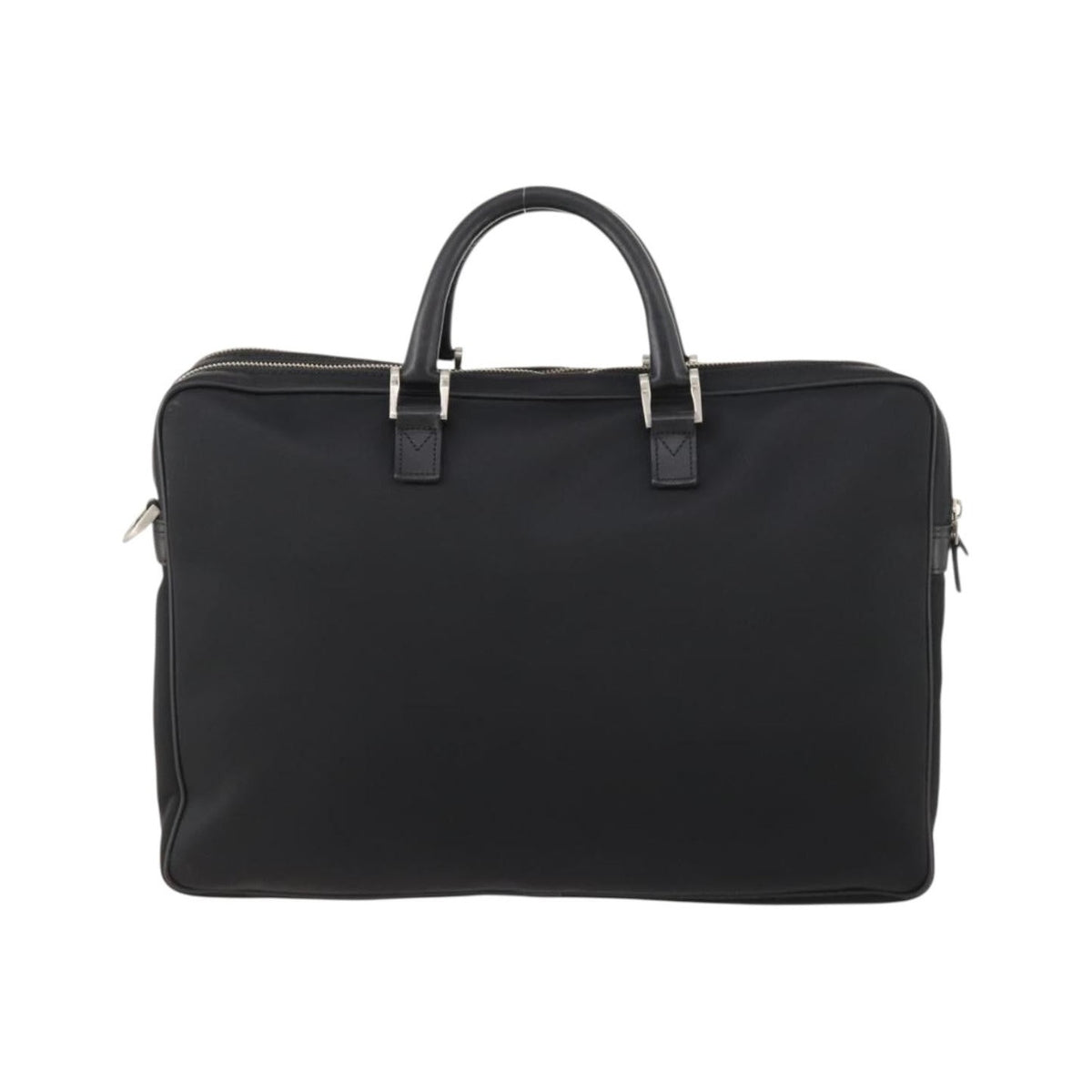 Burberry Front Zip Pocket Convertible Leather, Black, Nylon, Briefcase