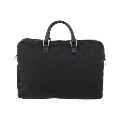 Burberry Front Zip Pocket Convertible Leather, Black, Nylon, Briefcase