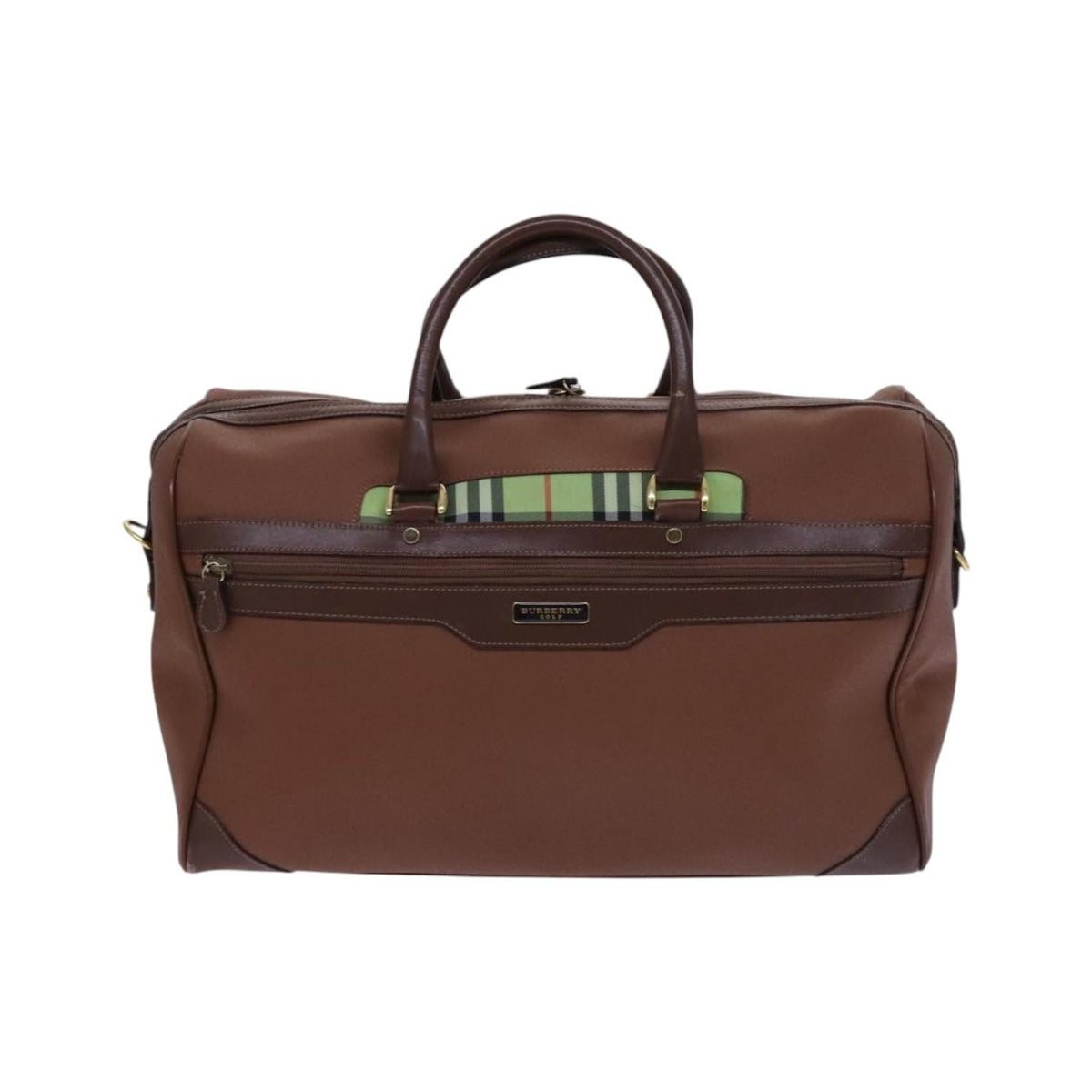 Burberry Nova check boston Canvas, Brown, Leather, Handbag