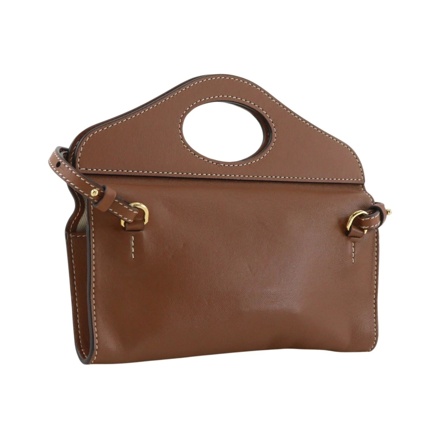 Burberry Pocket Tote Leather, Brown, Leather, Clutch